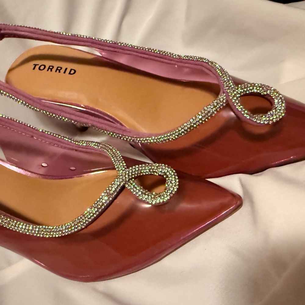 Torrid Burgundy Slingback Heels with Rhinestone Detail (10 wide) - Picture 9 of 9